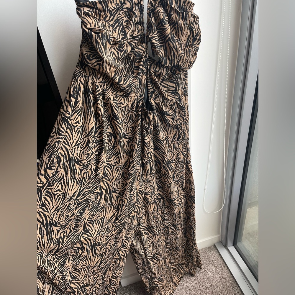 Animal print backless jumpsuit